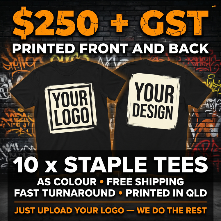 10 Staple Tees Printed Front and Back