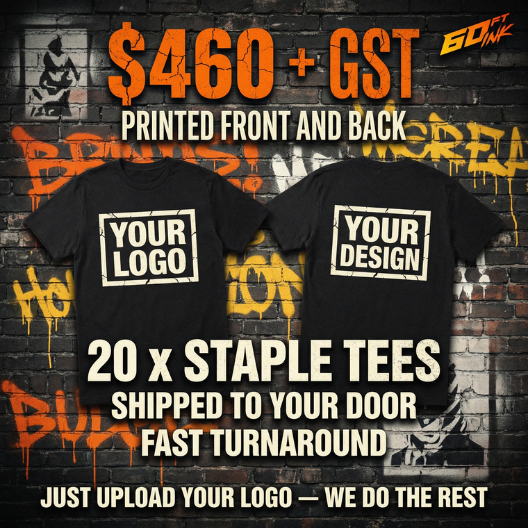 20 Staple Tees Printed Front and Back