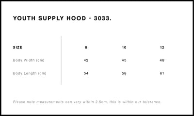 YOUTH SUPPLY HOOD - 3033