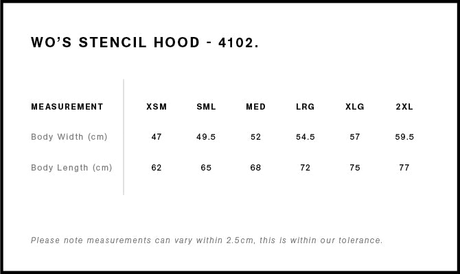 WO'S STENCIL HOOD - 4102