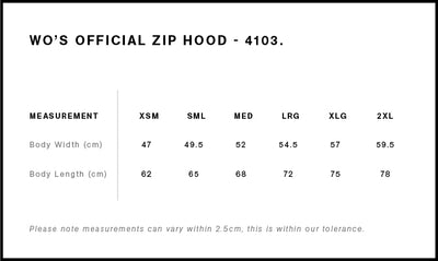 WO'S OFFICIAL ZIP HOOD - 4103