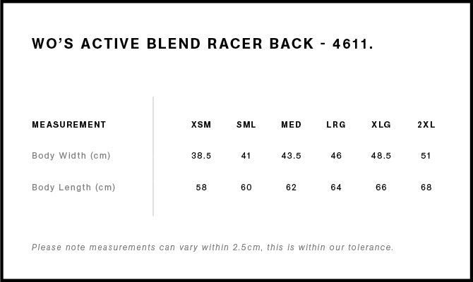 WO'S ACTIVE BLEND RACER BACK - 4611