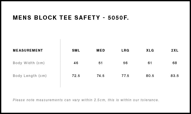 MENS BLOCK TEE (SAFETY COLOURS) - 5050F