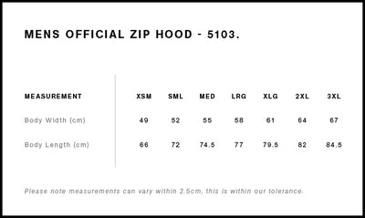 MENS OFFICIAL ZIP HOOD - 5103