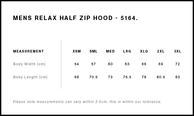 MENS RELAX HALF ZIP HOOD - 5164