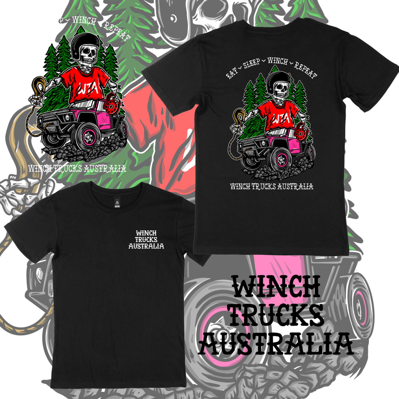 Winch Trucks Australia Eat Sleep Winch Full Colour Tee